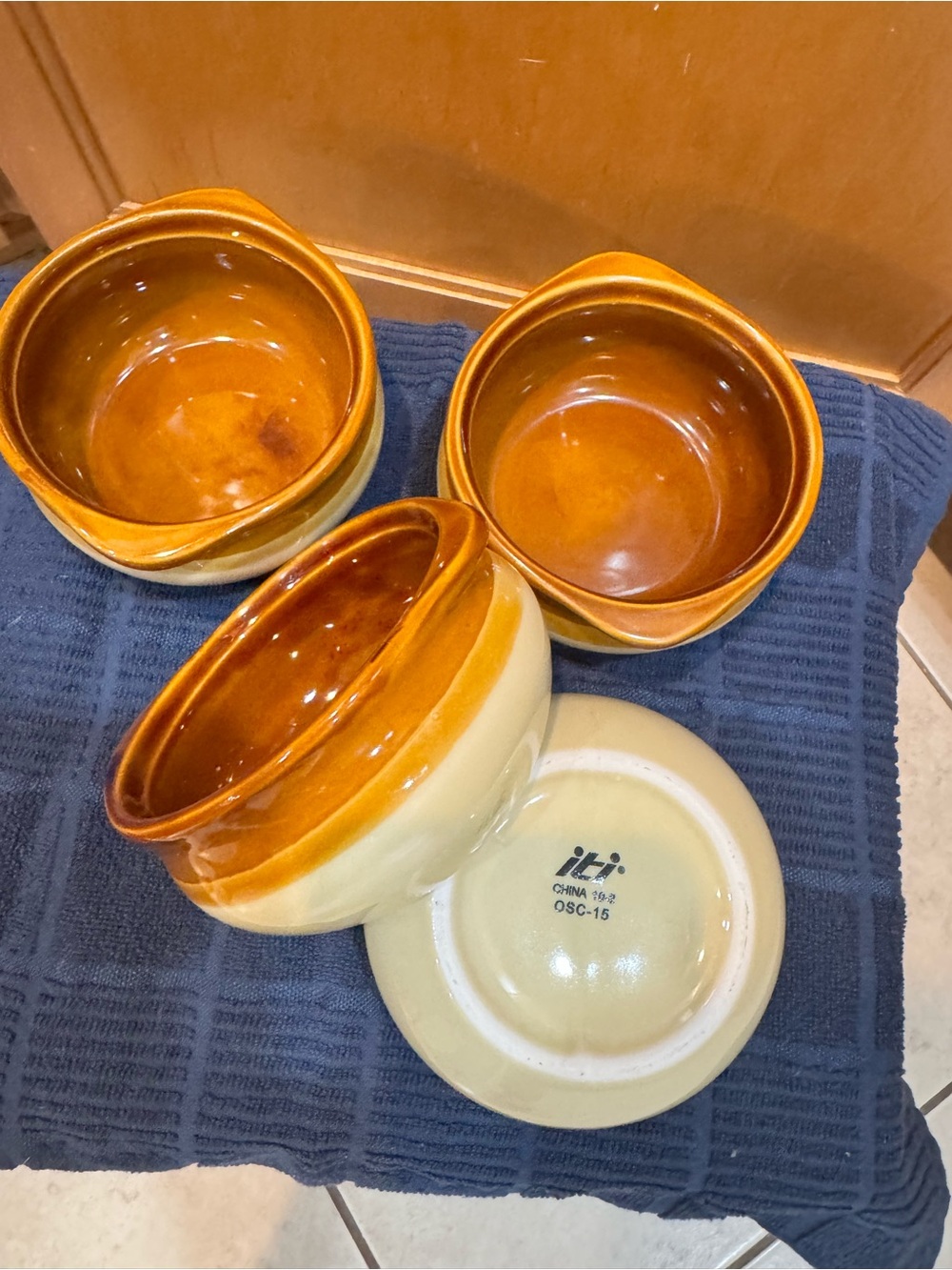!it jeans Two-Tone Brown and Cream Ceramic Prep Bowls - Set of 4